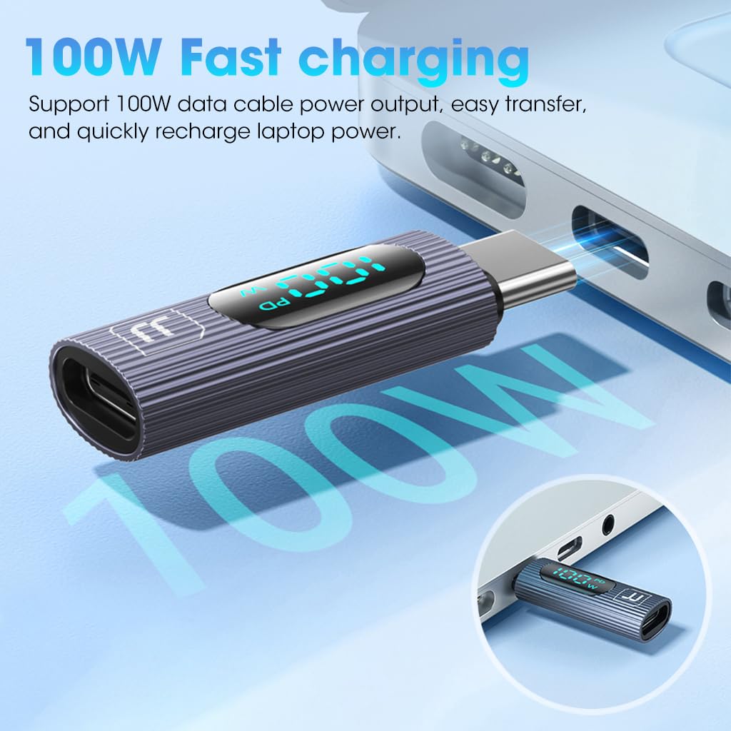 Verilux USB C Adapter USB C Male to Female USB C Adapter Support 480mbps Data Transfer, 100W PD Fast Charging with LCD Digital Display USB C Adapter Compatible for MacBook Pro/Air, USB-C HUB/Dock Verilux USB C Adapter USB C Male to Female USB C Adapter Support 480mbps Data Transfer, 100W PD Fast Charging with LCD Digital Display USB C Adapter Compatible for MacBook Pro/Air, USB-C HUB/Dock